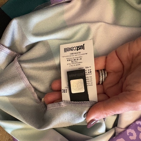 Just Cavalli Green and Purple Geometric Mini Dress - Picture 7 of 7